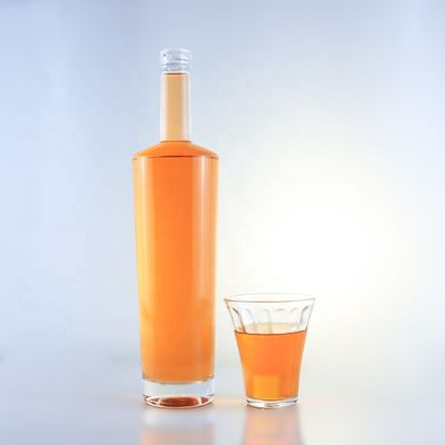 750 ml lange nek flint glasfles met kurken en zuur etch oppervlakte behandeling