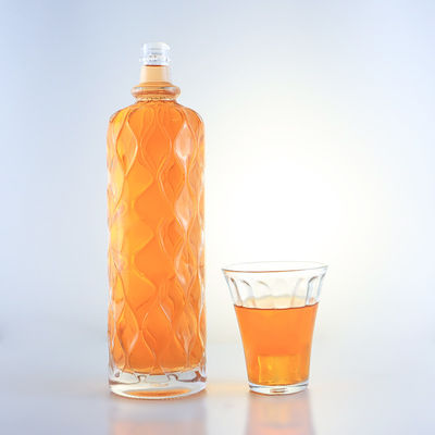 750 ml doorzichtig gegraveerd glasfles voor Gin Rum Champagne Brandy Tequila Whisky Liquor