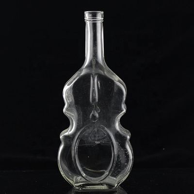 700 ml gitaarvormige glazen flessen met kurkkap voor heldere of op maat gemaakte vodka whisky