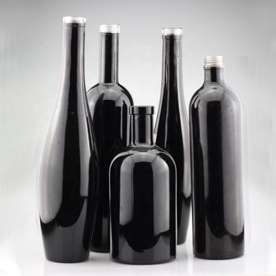 750 ml Glanzend Zwart Glas Vodka Geverfde Flessen Schermdruk Gin Sluiting Liquor Fles