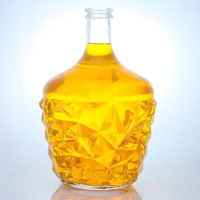 Duidelijke of op maat gemaakte ronde glazen fles met decal voor rum, wodka, whisky, tequila en gin