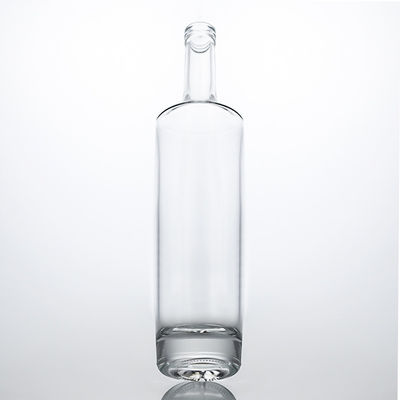 Uniek glas kraag materiaal lange hals alcoholfles voor whisky vodka tequila gin rum
