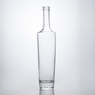 Uniek glas kraag materiaal lange hals alcoholfles voor whisky vodka tequila gin rum