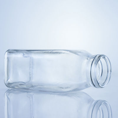 Duidelijke of aangepaste 280 ml 350 ml 500 ml vierkant glas sapfles met aangepast logo