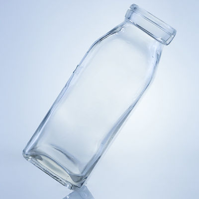 Duidelijke of aangepaste 280 ml 350 ml 500 ml vierkant glas sapfles met aangepast logo