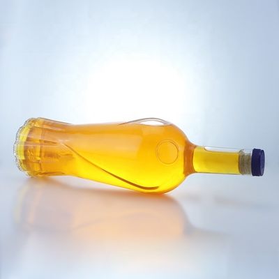 Uitstekend ontwerp 750 ml heldere vodka drank fles met kurk glas kraag materiaal