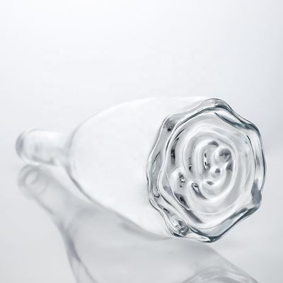 Custom Logo Unieke bloemige bodem Super Flint lange nek 750 ml glazen fles voor gin kork