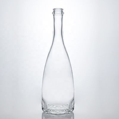 Custom Logo Unieke bloemige bodem Super Flint lange nek 750 ml glazen fles voor gin kork