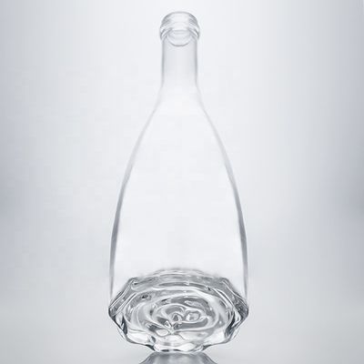 Custom Logo Unieke bloemige bodem Super Flint lange nek 750 ml glazen fles voor gin kork