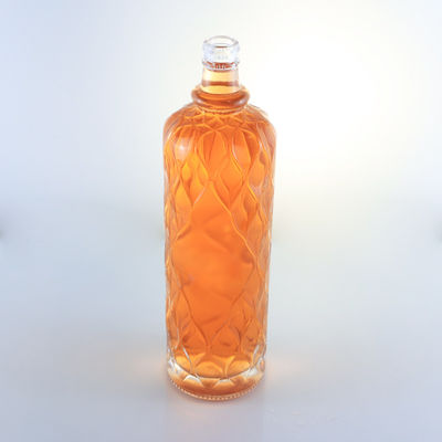 750 ml doorzichtig gegraveerd glasfles voor Gin Rum Champagne Brandy Tequila Whisky Liquor