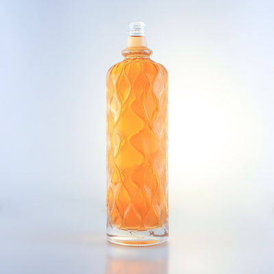 750 ml doorzichtig gegraveerd glasfles voor Gin Rum Champagne Brandy Tequila Whisky Liquor