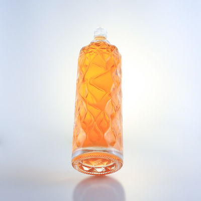750 ml doorzichtig gegraveerd glasfles voor Gin Rum Champagne Brandy Tequila Whisky Liquor
