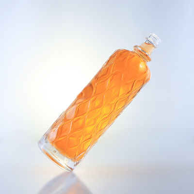 750 ml doorzichtig gegraveerd glasfles voor Gin Rum Champagne Brandy Tequila Whisky Liquor