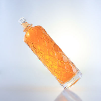 750 ml doorzichtig gegraveerd glasfles voor Gin Rum Champagne Brandy Tequila Whisky Liquor