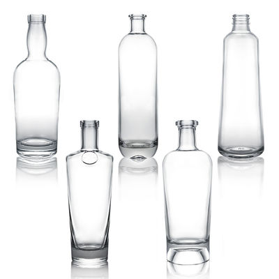 Gepersonaliseerde logo glazen kraag Groothandel Korte nek Gin Rum Brandy Whisky Liquor Fles met kurk