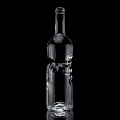 700 ml gitaarvormige glazen flessen met kurkkap voor heldere of op maat gemaakte vodka whisky
