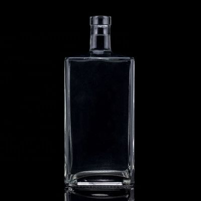 Schermdruk 1000 ml heldere glazen fles voor wodka vierkant met schroefdeksel