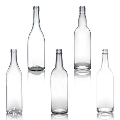 750 ml heldere glasfles met lange hals voor whisky, champagne, brandy en industriële dranken