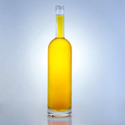 Gepersonaliseerd logo 700ml 750ml High Flint Round Shape Glasfles met schroeftop afwerking