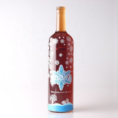 750 ml ronde glasfles met kurkdoek en aangepaste oppervlakte