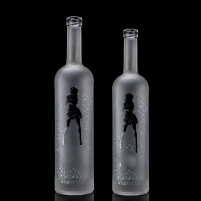 Glas 750 ml 500 ml Decal Printing Vodka Flasje Met Frosted Design En Basis Materiaal