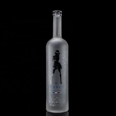 Glas 750 ml 500 ml Decal Printing Vodka Flasje Met Frosted Design En Basis Materiaal