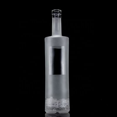 Glas 750 ml 500 ml Decal Printing Vodka Flasje Met Frosted Design En Basis Materiaal