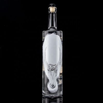 Glas 750 ml 500 ml Decal Printing Vodka Flasje Met Frosted Design En Basis Materiaal