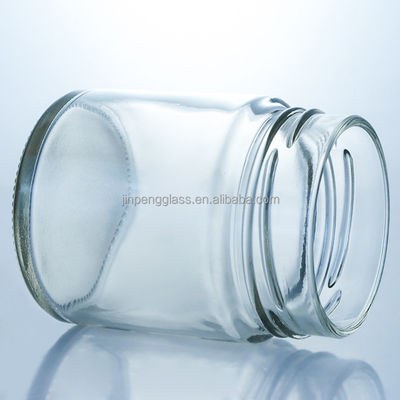 Op maat gemaakte 500 ml brede mond ronde glazen honingpot met metalen dop en glazen basismateriaal