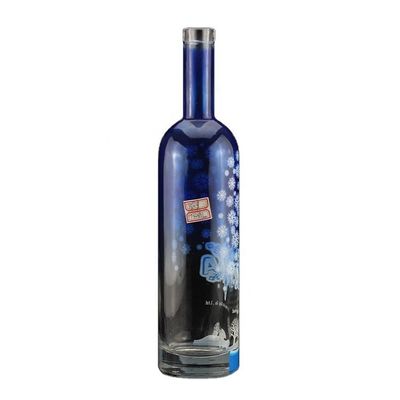 Geweldige schermdrukken Ronde vorm Blauwe vodkafles voor de industrie van drank en gin