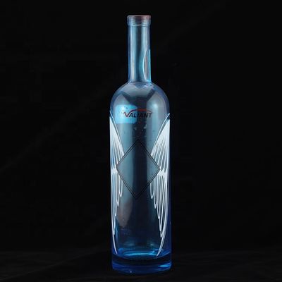 Geweldige schermdrukken Ronde vorm Blauwe vodkafles voor de industrie van drank en gin