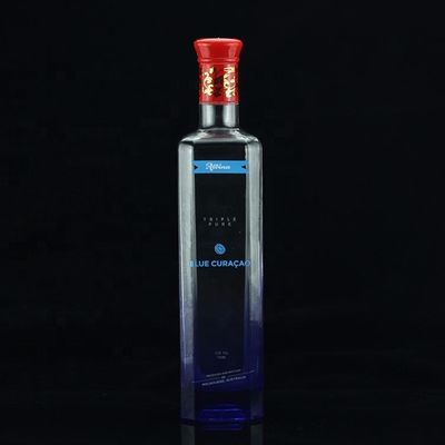 750 ml kleurrijke glazen drankfles met goud kraag materiaal en eindontwerp voor wodka