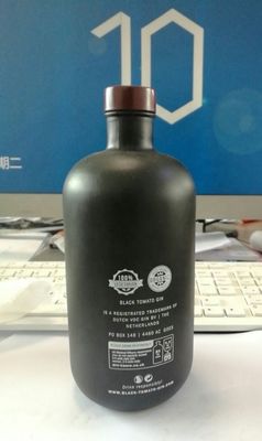 750 ml Glanzend Zwart Glas Vodka Geverfde Flessen Schermdruk Gin Sluiting Liquor Fles