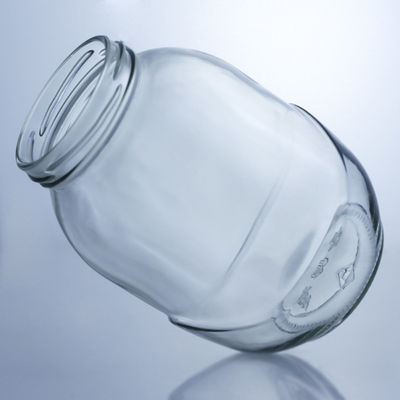Duidelijke ronde glazen pot voor de behandeling van decale oppervlakken in voedselproductieoplossingen
