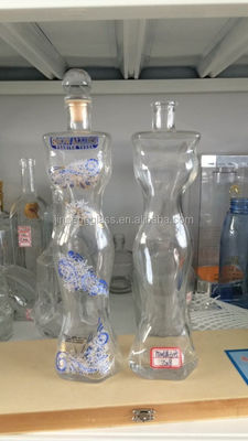 Custom Design Vrouwelijk Liquor Fles 1000 ml 750 ml met Decal oppervlak