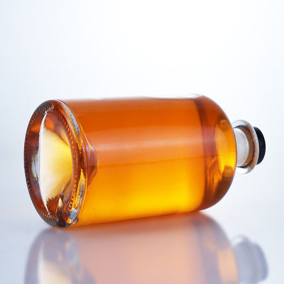 Glaskraag 750 ml Korte hals Ronde vorm Leeg, helder Flint Gin Rum Champagne Spirituosen Fles met kurk