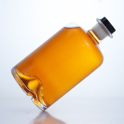 Glaskraag 750 ml Korte hals Ronde vorm Leeg, helder Flint Gin Rum Champagne Spirituosen Fles met kurk