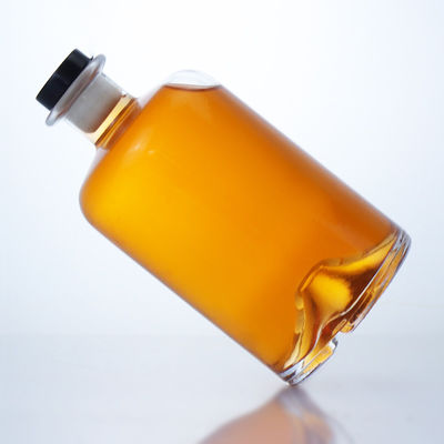 Glaskraag 750 ml Korte hals Ronde vorm Leeg, helder Flint Gin Rum Champagne Spirituosen Fles met kurk