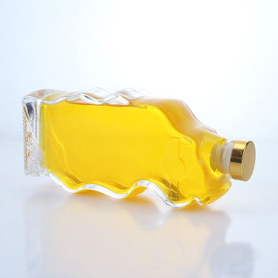 Doorzichtige of op maat gemaakte glazen fles met speciale vorm voor whisky vodka brandy