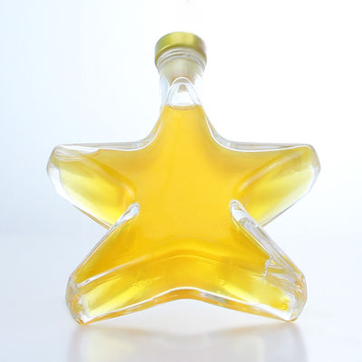 Whiskey Gin Rum Vodka Glas Fles Drank Stervormig met kurktop en glazen onderkant