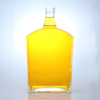 Platte glasfles voor whisky, wodka, tequila, gin en rum