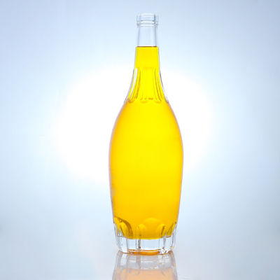 Op maat gemaakte ronde drankfles met geïmprimeerd ontwerp en op maat gemaakte kurkkap