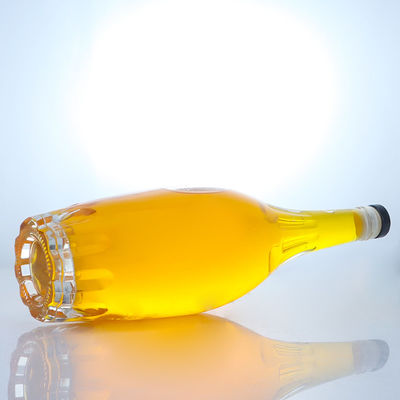 Op maat gemaakte ronde drankfles met geïmprimeerd ontwerp en op maat gemaakte kurkkap