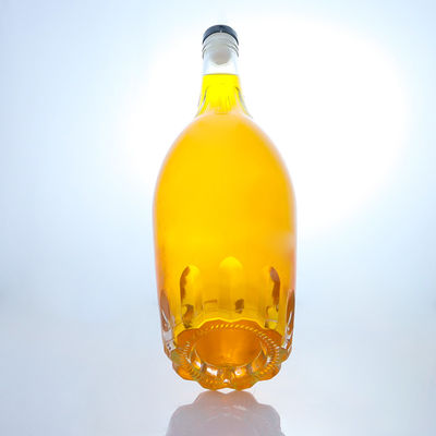 Op maat gemaakte ronde drankfles met geïmprimeerd ontwerp en op maat gemaakte kurkkap