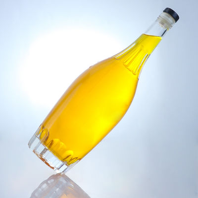 Op maat gemaakte ronde drankfles met geïmprimeerd ontwerp en op maat gemaakte kurkkap