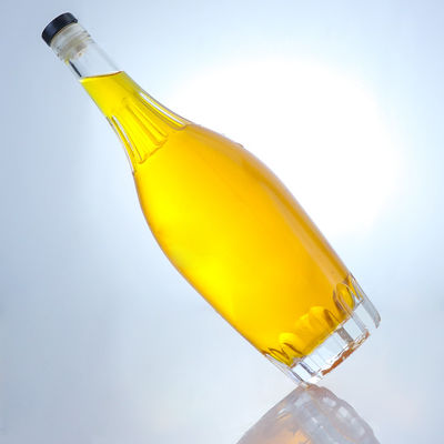 Op maat gemaakte ronde drankfles met geïmprimeerd ontwerp en op maat gemaakte kurkkap