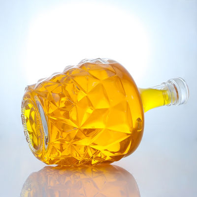 Duidelijke of op maat gemaakte ronde glazen fles met decal voor rum, wodka, whisky, tequila en gin
