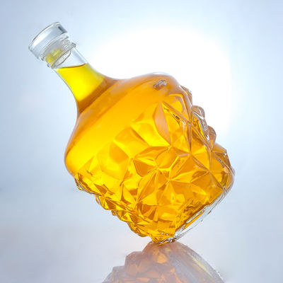 Duidelijke of op maat gemaakte ronde glazen fles met decal voor rum, wodka, whisky, tequila en gin