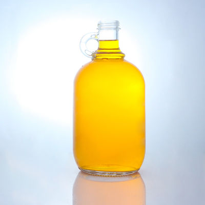 Gepersonaliseerd logo ronde vorm drank glazen fles met handvat en schroef dop