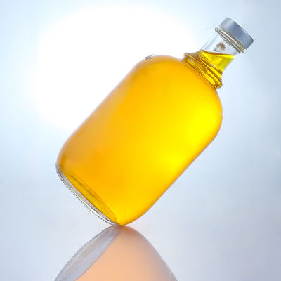 Gepersonaliseerd logo ronde vorm drank glazen fles met handvat en schroef dop